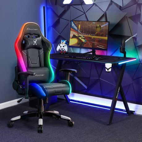 Agility Compact RGB Gaming Chair + Lumio Compact RGB Gaming Desk Bundle with Neo Motion Sync™