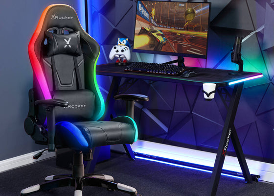 Agility Compact RGB Gaming Chair + Lumio Compact RGB Gaming Desk Bundle with Neo Motion Sync™