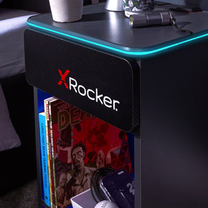 Carbon-Tek Bedside Table with Wireless Charging and LED Lights - Grey / Blue