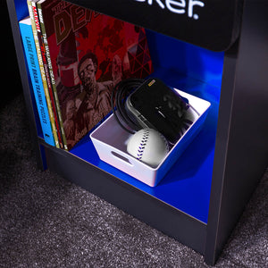Carbon-Tek Bedside Table with Wireless Charging and LED Lights - Grey / Blue