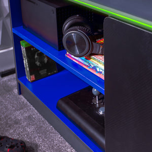 Carbon-Tek TV Media Unit with LED Lights - Grey / Blue