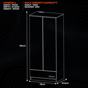 Carbon-Tek 2 Door Wardrobe with Drawer and LED Lights - Grey / Blue