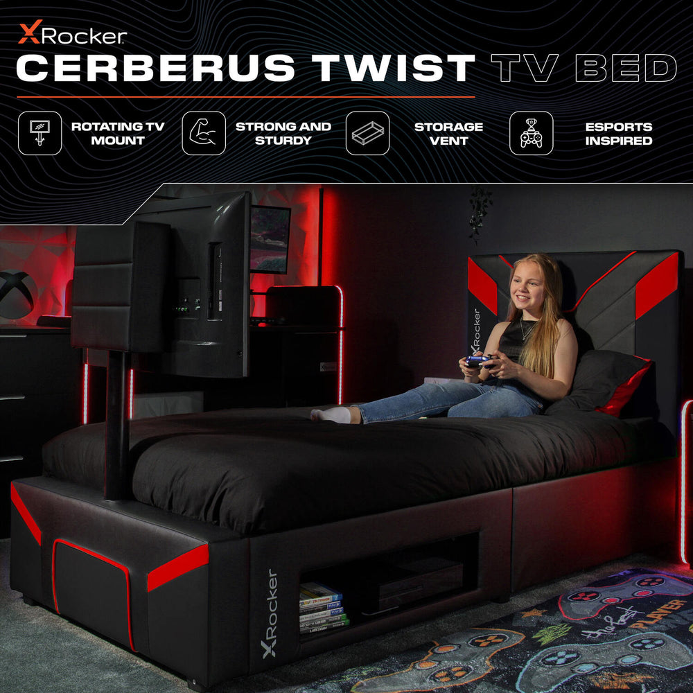 Cerberus Twist TV Gaming Bed - Carbon Red