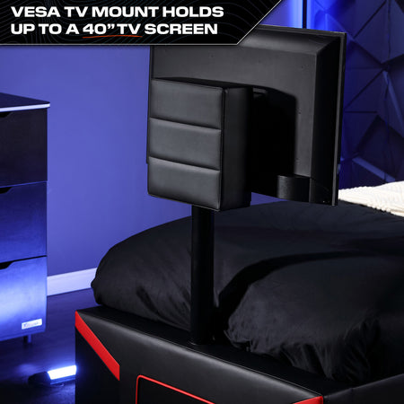 Cerberus Twist TV Gaming Bed - Carbon Red
