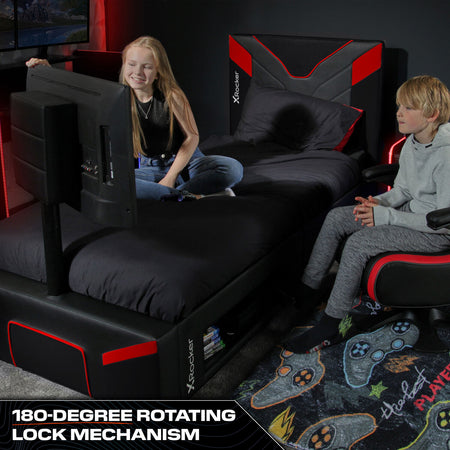Cerberus Twist TV Gaming Bed - Carbon Red