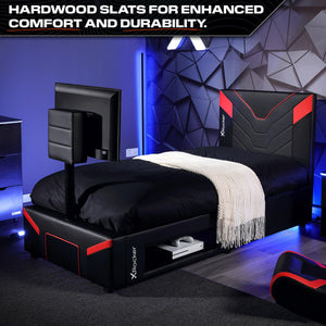 Cerberus Twist TV Gaming Bed - Carbon Red