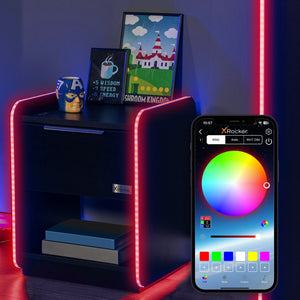 Electra Bedside Table with Wireless Charging and Neo Motion SYNC™ App Controlled LED Lights - Black
