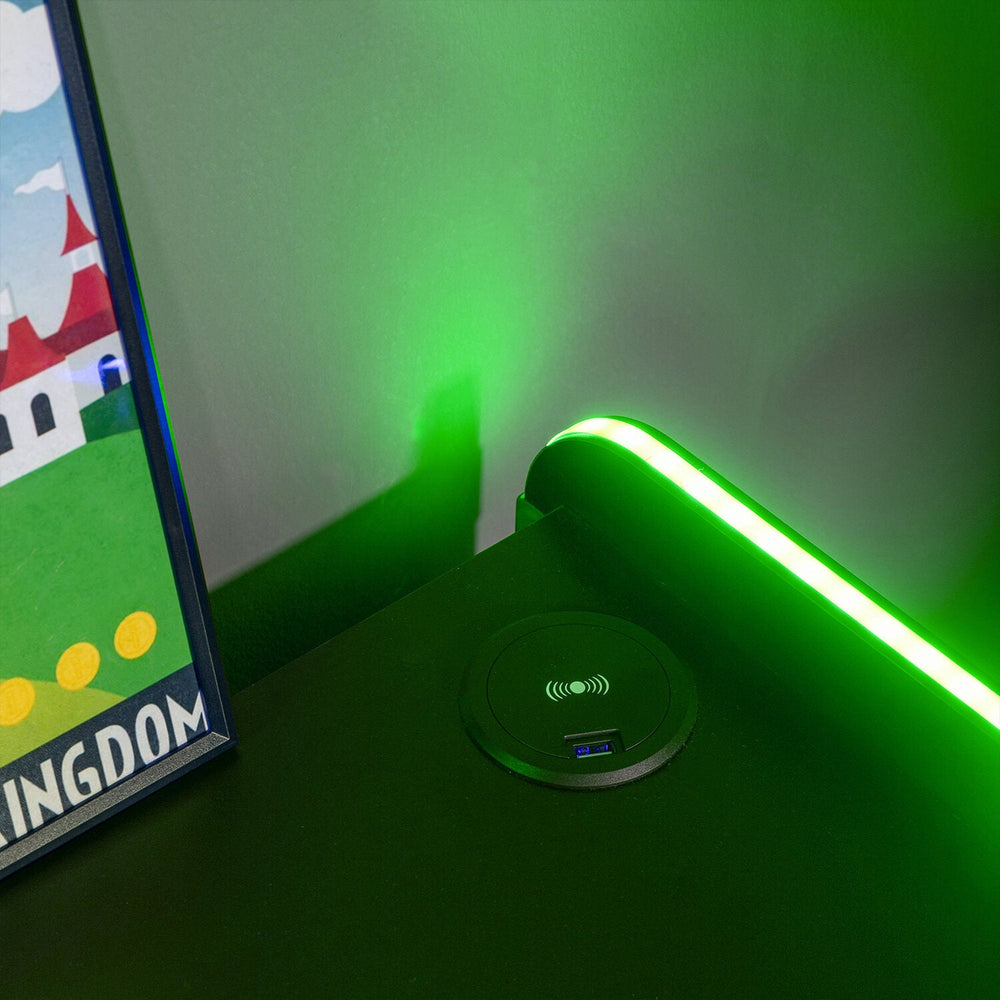 Electra Bedside Table with Wireless Charging and Neo Motion SYNC™ App Controlled LED Lights - Black
