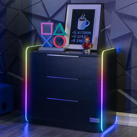 Electra Chest of 3 Drawers with Neo Motion SYNC™ App Controlled LED Lights - Black