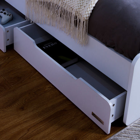 Electra RGB Single Gaming Bed with Storage and Neo Motion SYNC™ App Controlled LED Lights - White