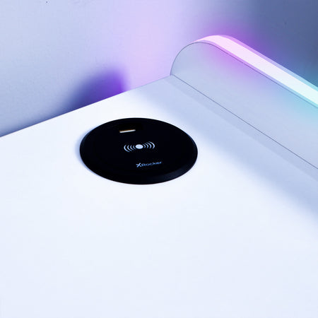 Electra Bedside Table with Wireless Charging and Neo Motion SYNC™ App Controlled LED Lights - White