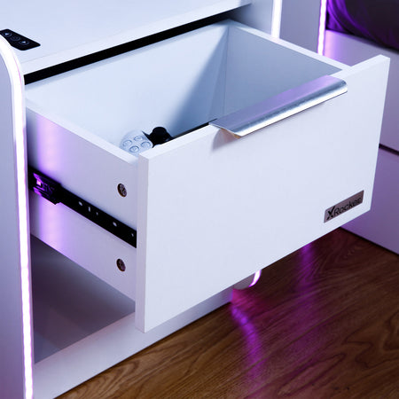 Electra Bedside Table with Wireless Charging and Neo Motion SYNC™ App Controlled LED Lights - White