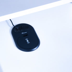 Electra Gaming Desk with Wireless Charging and Neo Motion SYNC™ App Controlled LED Lights - White