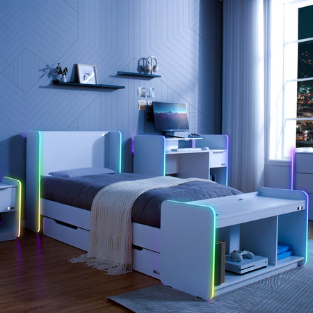 Electra TV Media Unit with Neo Motion SYNC™ App Controlled LED Lights - White