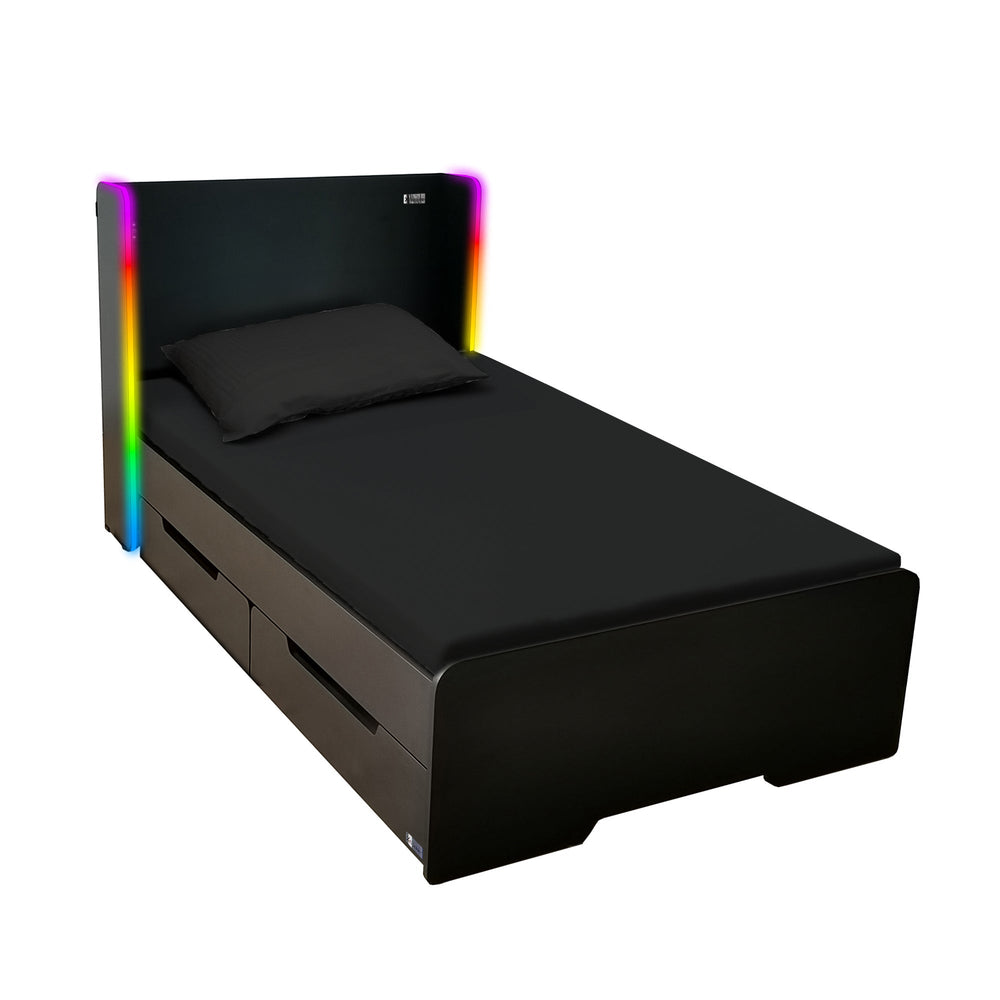 Electra RGB Single Gaming Bed with Storage and Neo Motion SYNC™ App Controlled LED Lights - Black