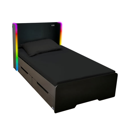 Electra RGB Single Gaming Bed with Storage and Neo Motion SYNC™ App Controlled LED Lights - Black