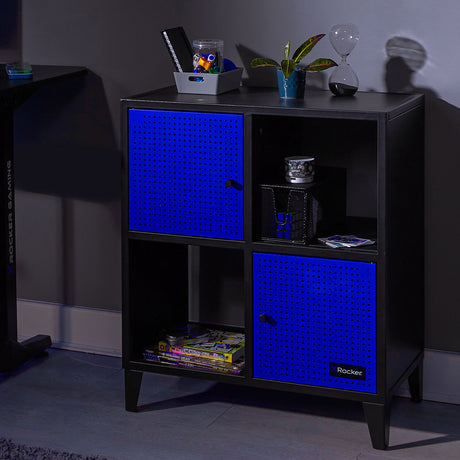 Mesh-Tek Square 4 Cube Storage Cabinet - Black / Blue