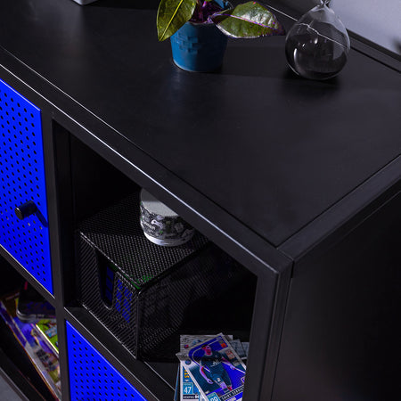 Mesh-Tek Square 4 Cube Storage Cabinet - Black / Blue