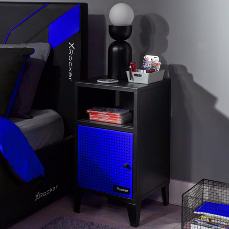 Mesh-Tek Bedside Table Storage Cabinet - Black / Blue