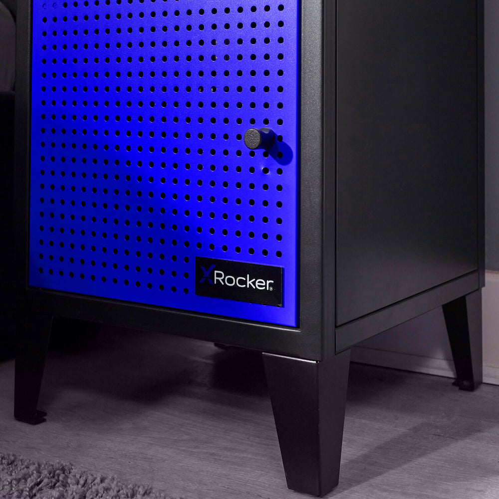 Mesh-Tek Bedside Table Storage Cabinet - Black / Blue