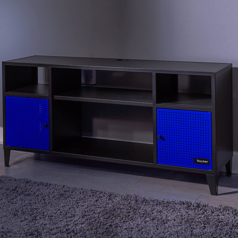 Mesh-Tek Media TV Unit with Storage - Black / Blue