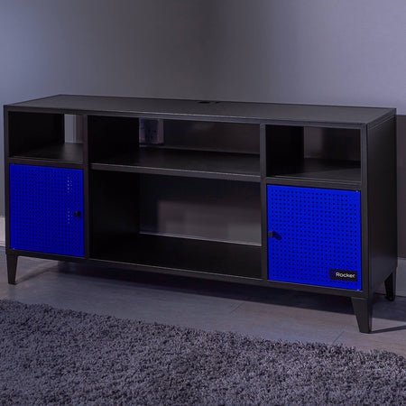 Mesh-Tek Media TV Unit with Storage - Black / Blue