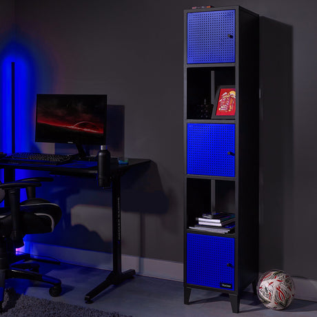 Mesh-Tek Tall 5 Cube Display Cabinet - Black / Blue