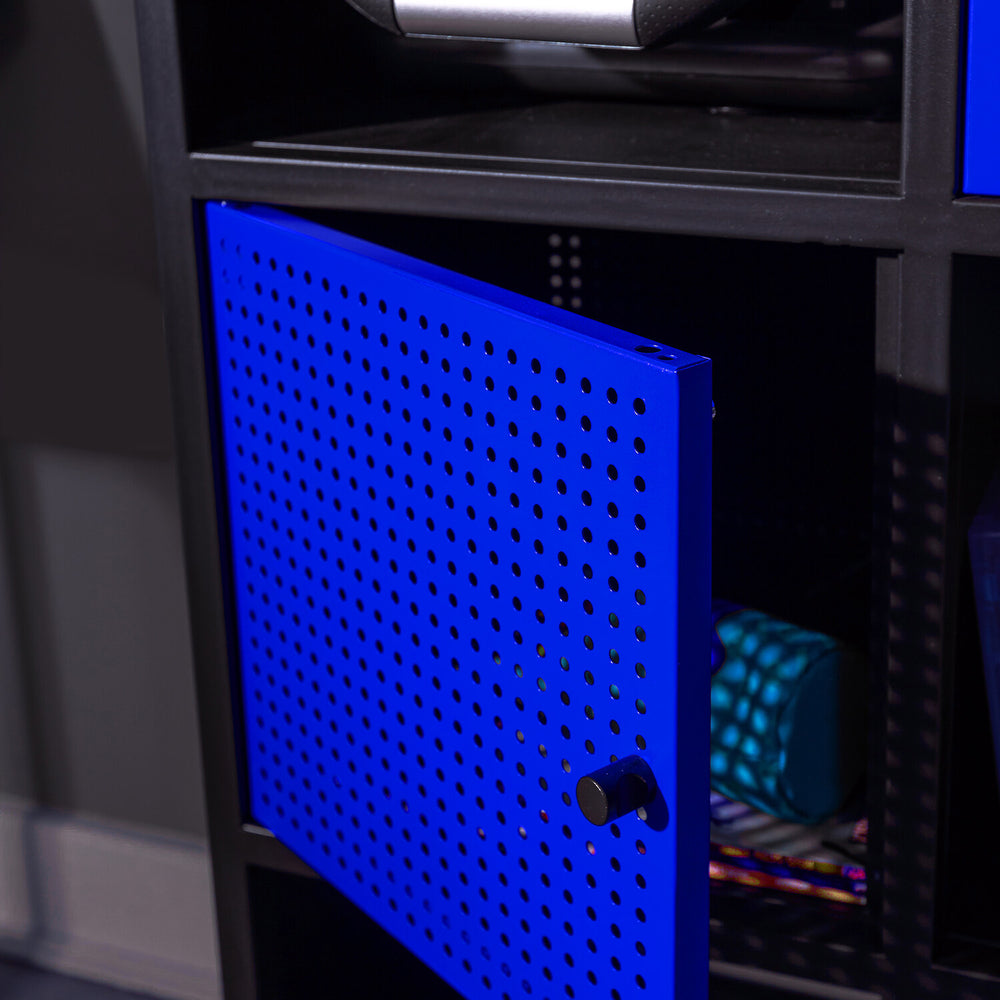 Mesh-Tek Tall 6 Cube Storage Cabinet - Black / Blue