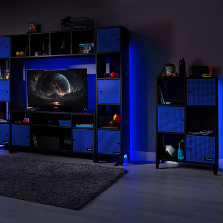 Mesh-Tek Tall 6 Cube Storage Cabinet - Black / Blue