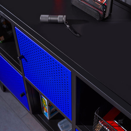 Mesh-Tek Wide 6 Cube Storage Cabinet - Black / Blue