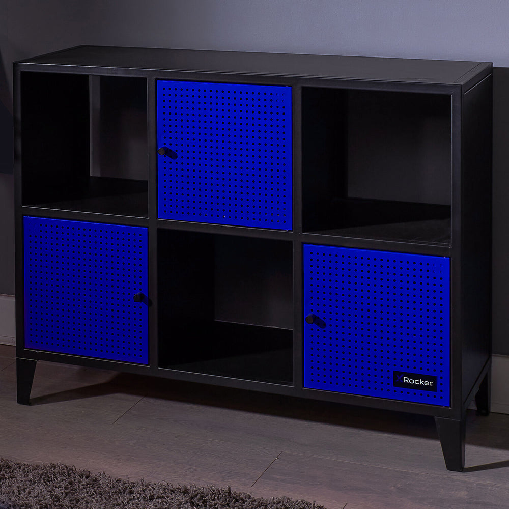 Mesh-Tek Wide 6 Cube Storage Cabinet - Black / Blue