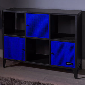 Mesh-Tek Wide 6 Cube Storage Cabinet - Black / Blue