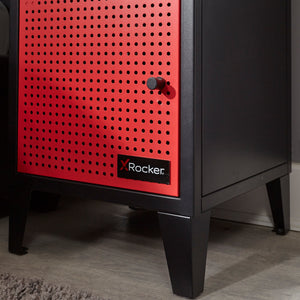 Mesh-Tek Bedside Table Storage Cabinet - Black / Red