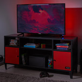 Mesh-Tek Media TV Unit with Storage - Black / Red