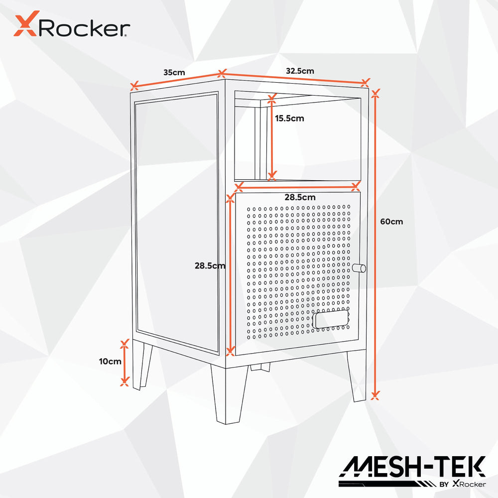Mesh-Tek Bedside Table Storage Cabinet - Black / Red