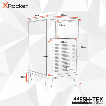 Mesh-Tek Bedside Table Storage Cabinet - Black / Red