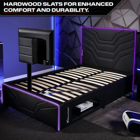 Oracle eSports Neo Fibre RGB TV Gaming Bed - Black (3 Sizes)