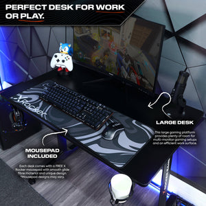 Panther Gaming Desk with Mousepad - Black