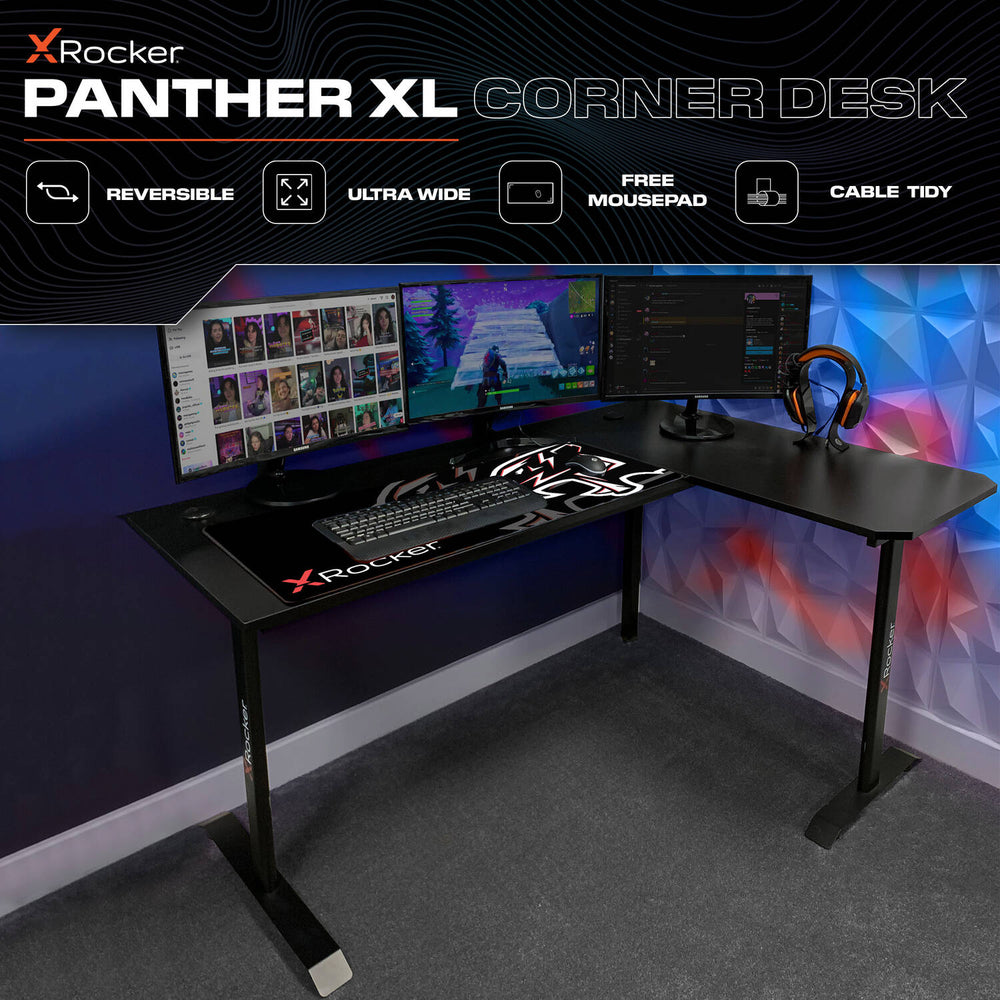 Panther XL Ambi Reversible L-Shape Corner Gaming Desk