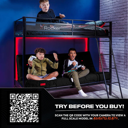 Stronghold Gaming Triple Bunk Bed with Futon Cushion