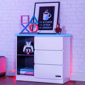 Carbon-Tek Chest of 3 Drawers with LED Lights - White